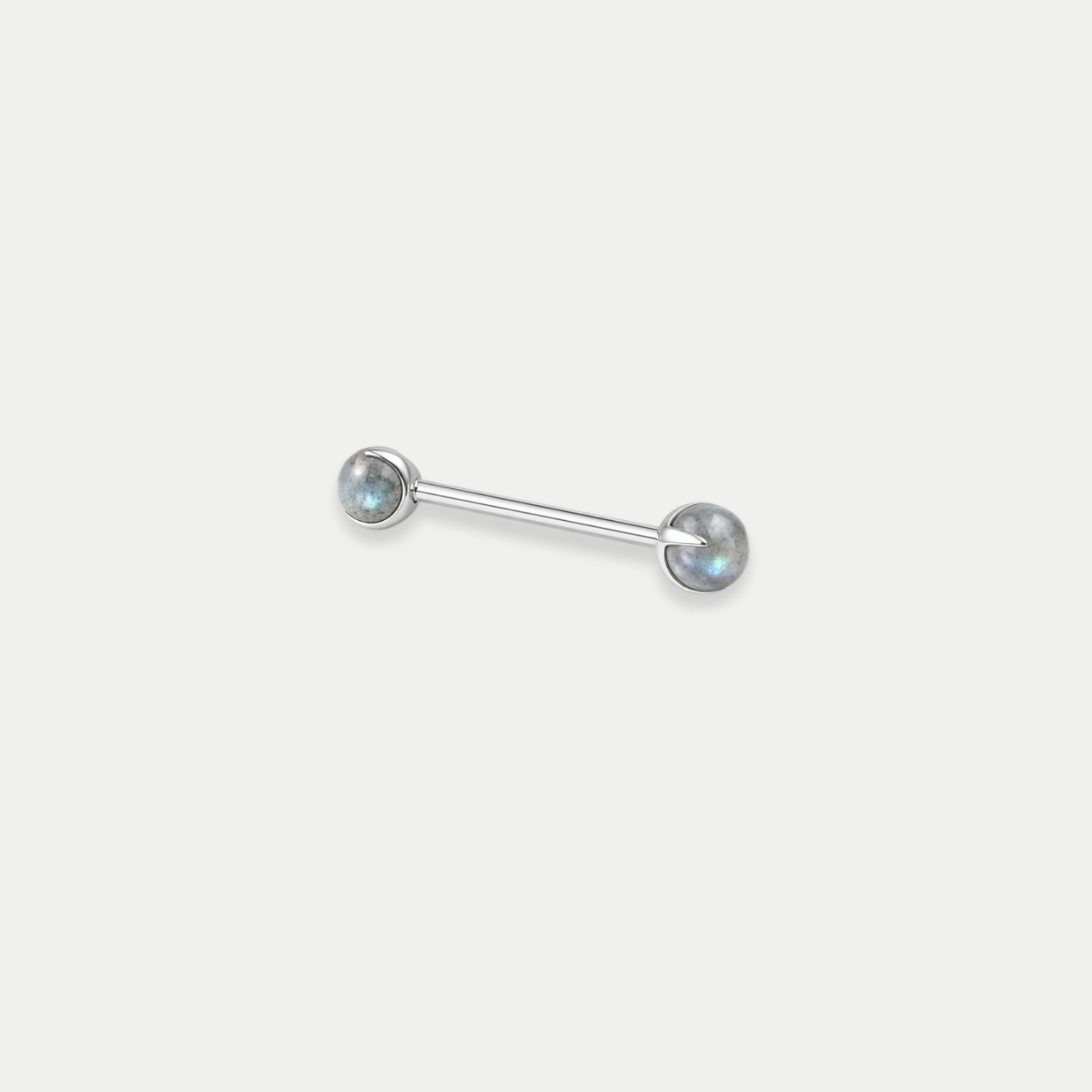 Piercing téton barbell Anouk en titane avec pierre naturelle grise labradorite Joli Désordre