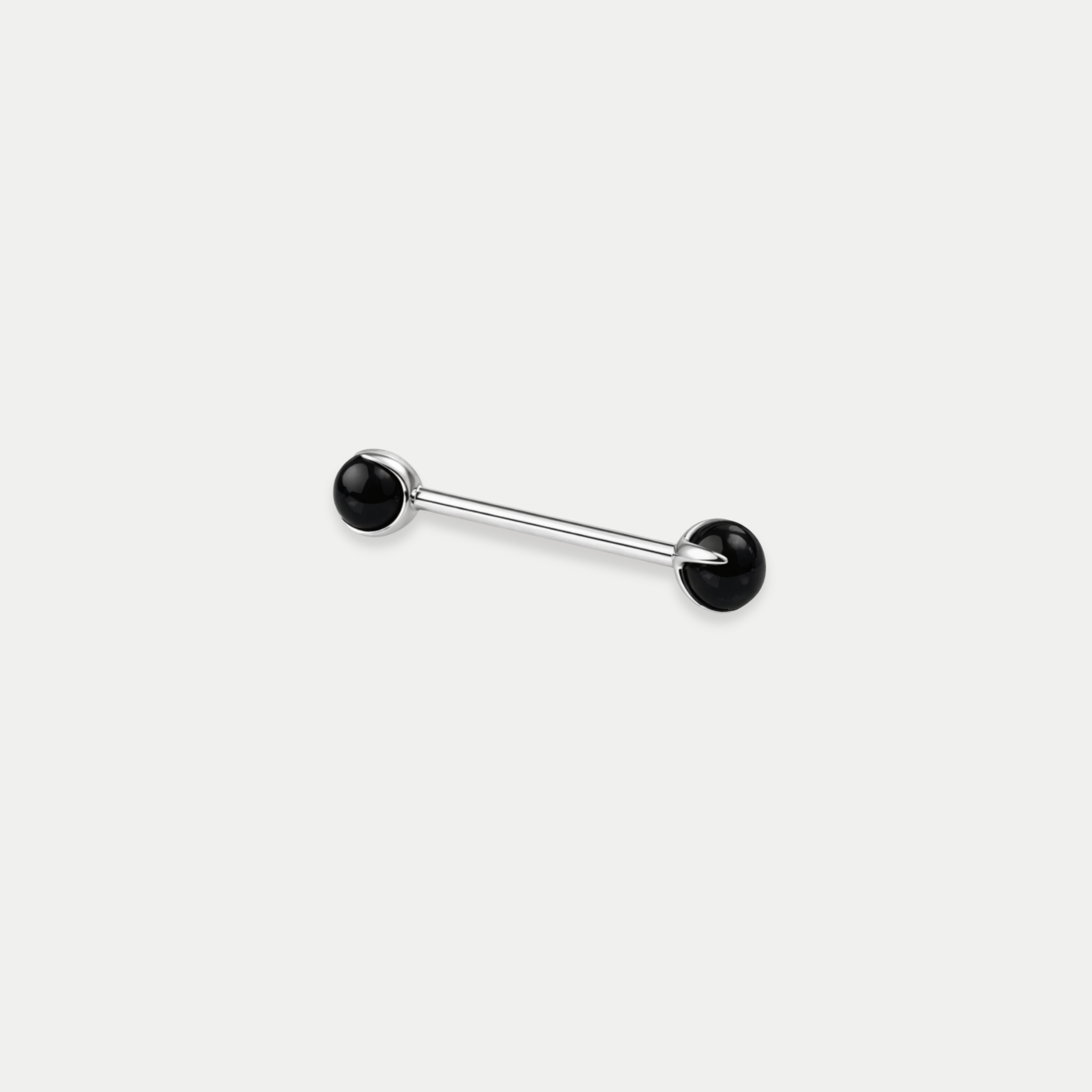 Piercing téton barbell Anouk en titane avec pierre naturelle noire oeil de tigre Joli Désordre