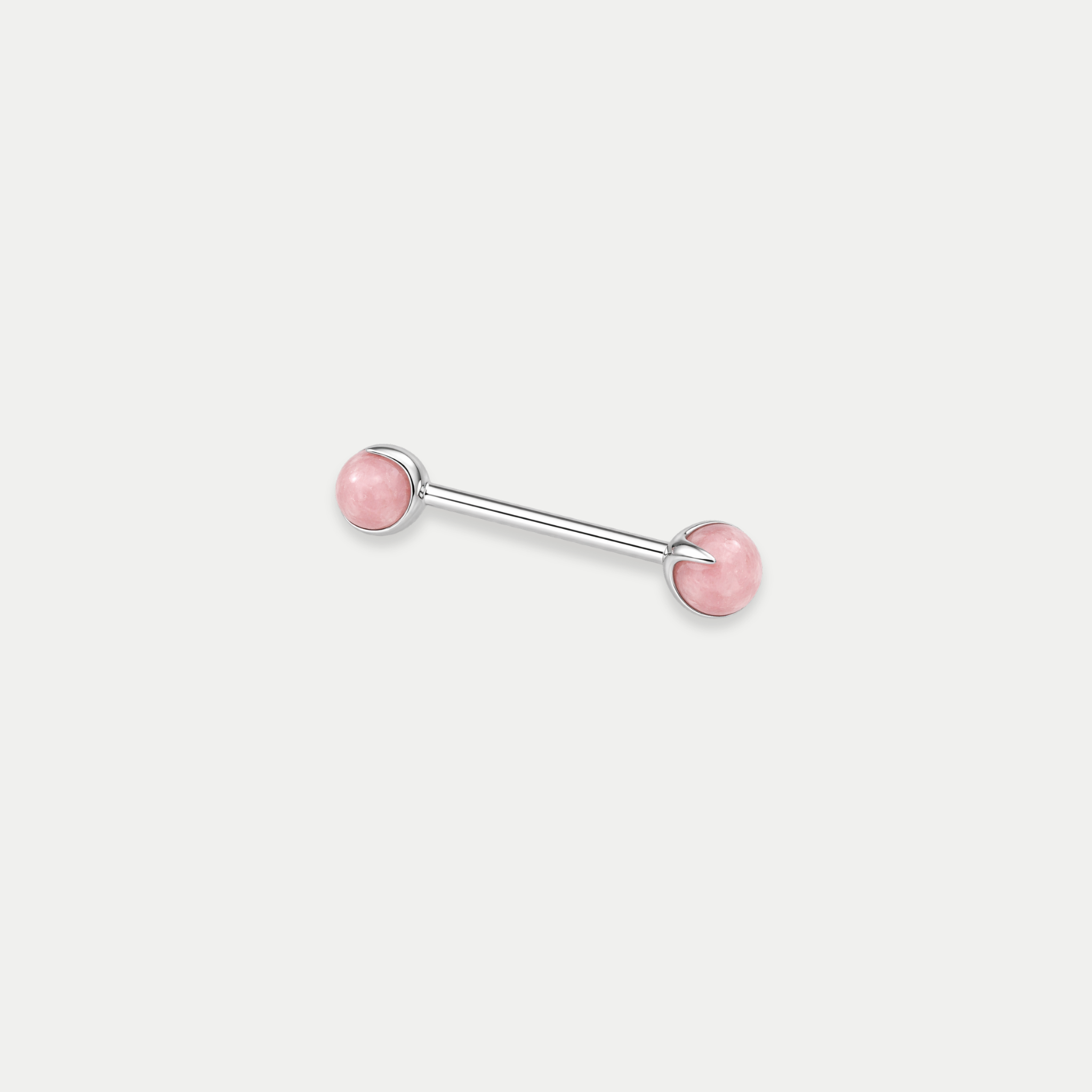 Piercing téton barbell Anouk en titane avec pierre naturelle rose quartz Joli Désordre