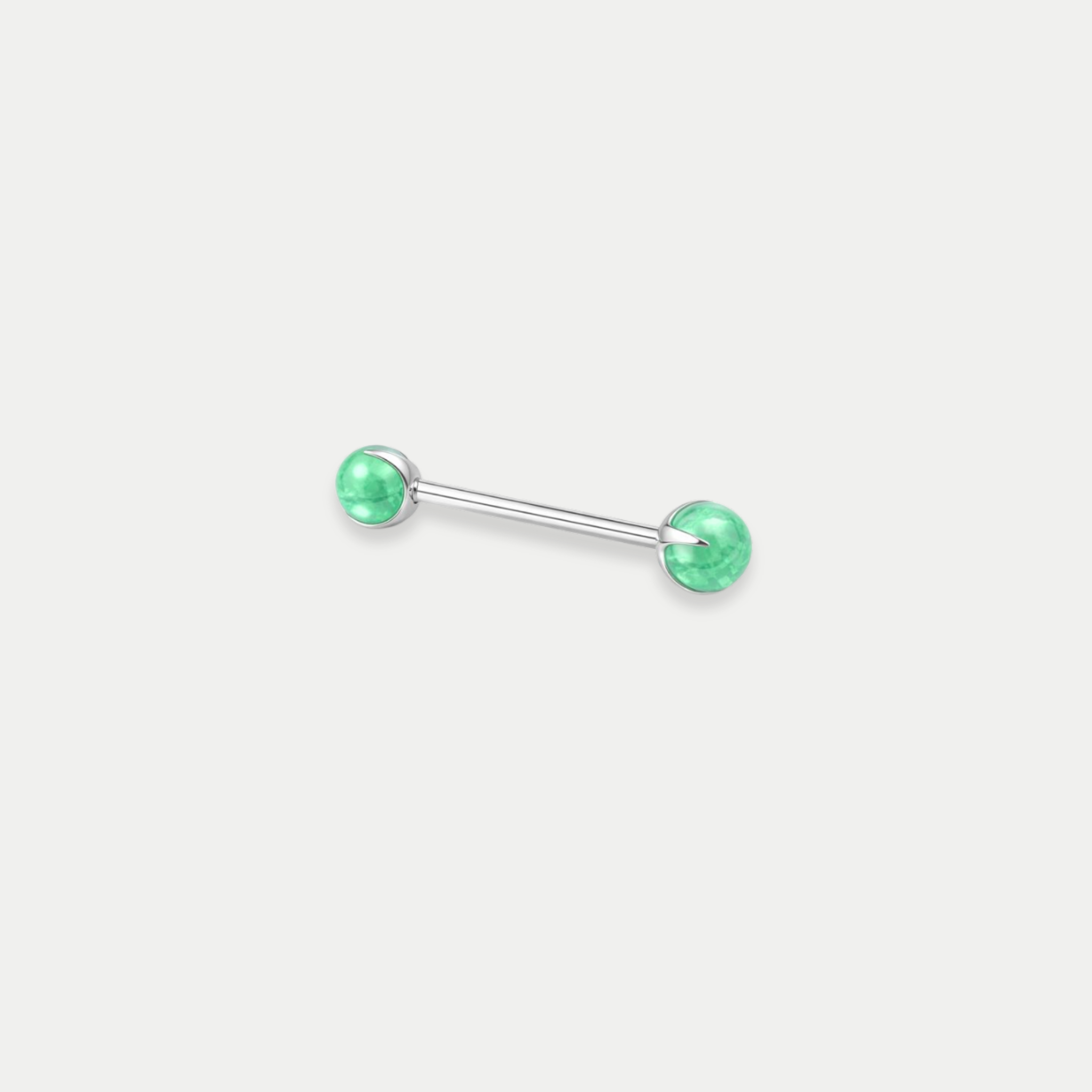 Piercing téton barbell Anouk en titane avec pierre naturelle verte jade Joli Désordre