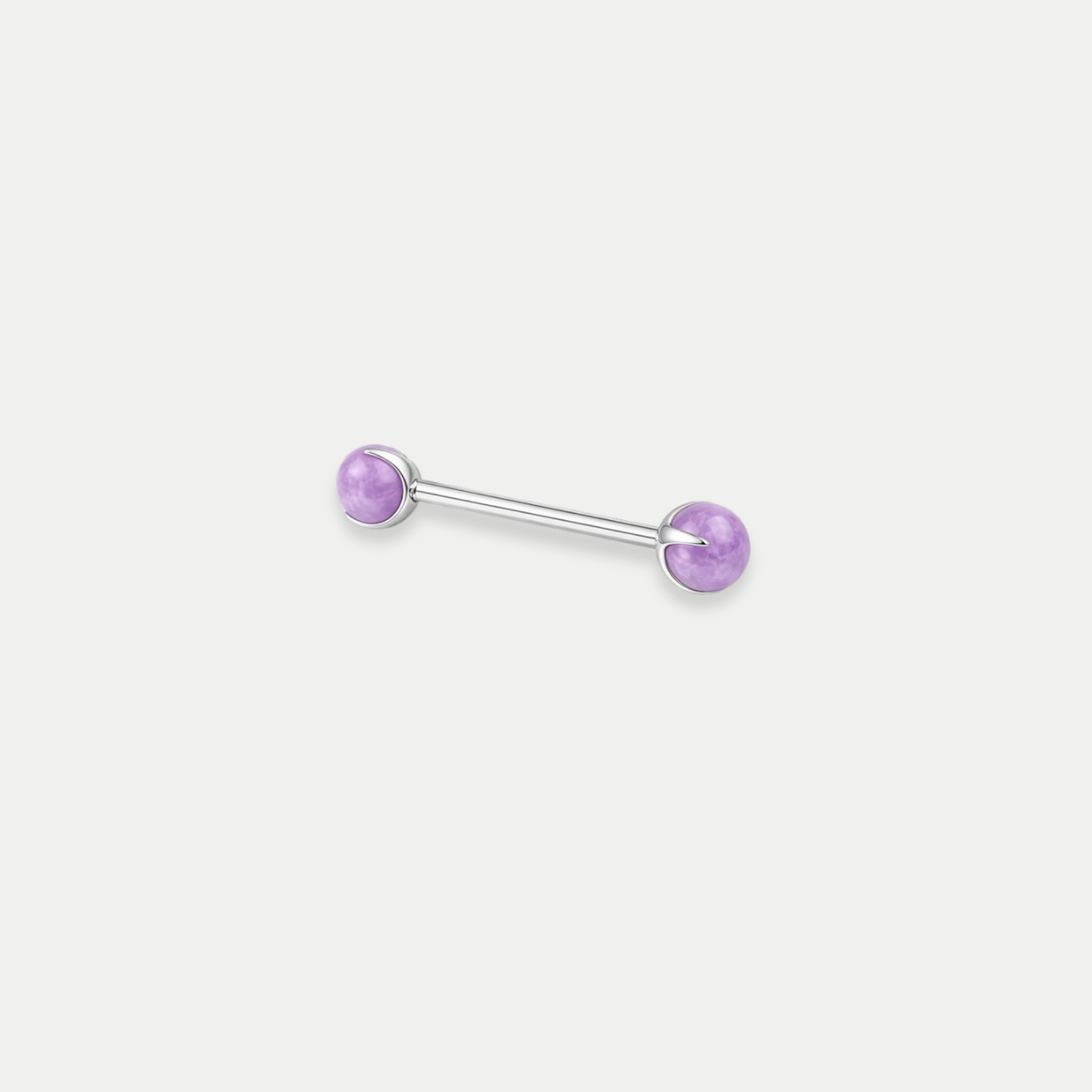 Piercing téton barbell Anouk en titane avec pierre naturelle violette amethyste Joli Désordre